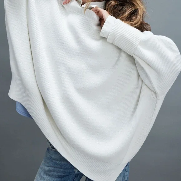 FREE PEOPLE Easy Street Tunic Ribbed Oversized Sweater in Painted White - Picture 4 of 11